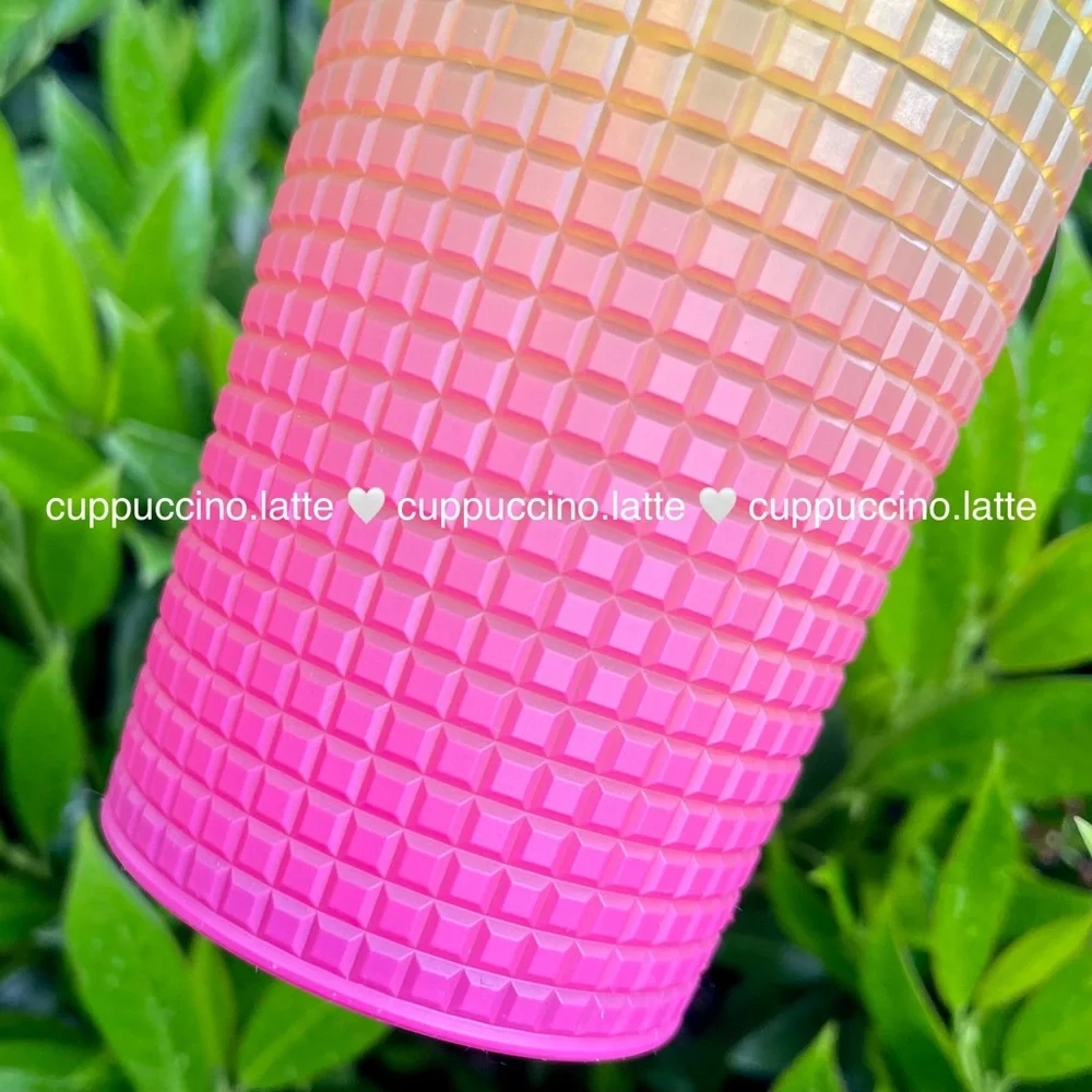 đ2 NEW⨠Starbucks Summer 2 âWatermelonâ & âLemonâ Ombre Disco Grid Tumblers - Picture 5 of 15